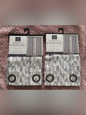 Tranquility by Colorado Clothing Geometric Sheer Window Panels in Gray and White
